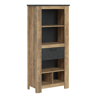 Rapallo 1 drawer bookcase in Chestnut/Dark Matera