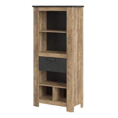 Rapallo 1 drawer bookcase in Chestnut/Dark Matera