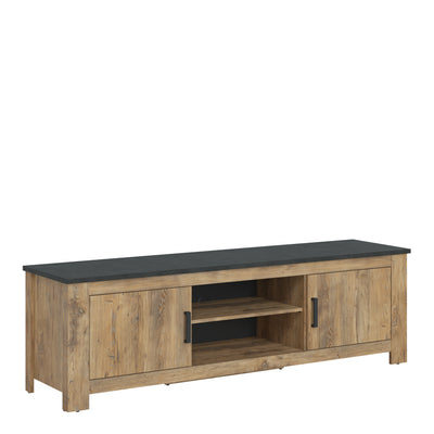 Rapallo 2 door 189 cm wide TV cabinet in Chestnut/Dark Matera
