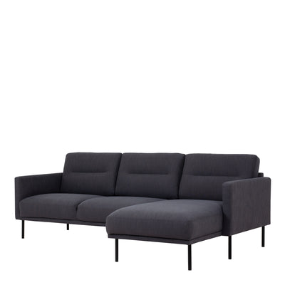 Larvik Chaiselongue Sofa - Soul 380 Antracit (RH), Black Legs