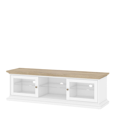 Paris TV Unit - Wide - 2 Doors 1 Shelf in White and Oak