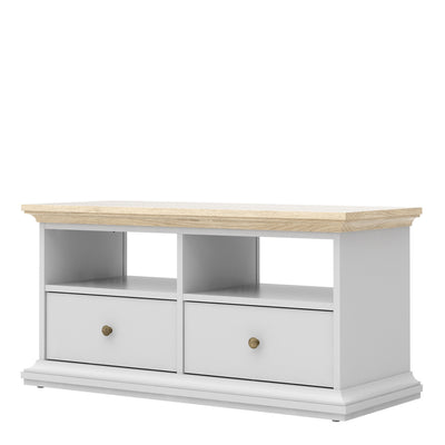 Paris TV Unit - 2 Doors 2 Drawers in White and Oak