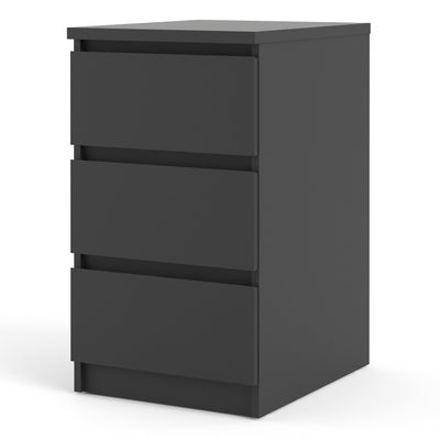 Naia Bedside - 3 Drawers in Black Matt