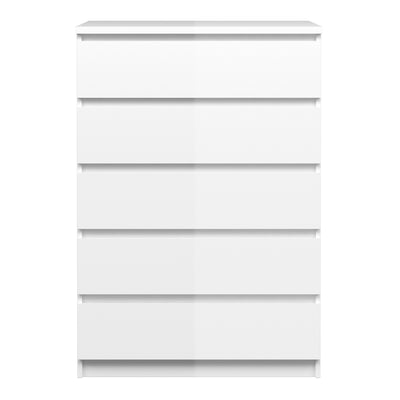 Naia Chest of 5 Drawers in White High Gloss