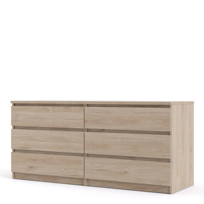 Naia Wide Chest of 6 Drawers (3+3) in Jackson Hickory