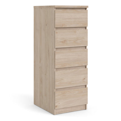 Naia Narrow Chest of 5 Drawers in Jackson Hickory