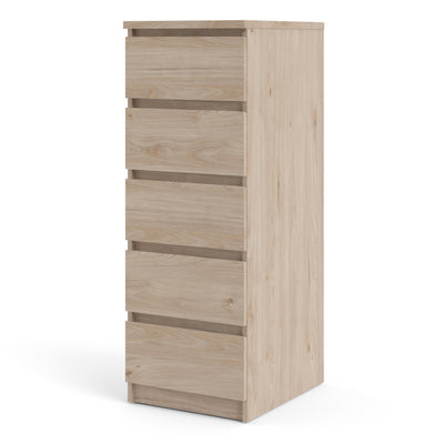 Naia Narrow Chest of 5 Drawers in Jackson Hickory