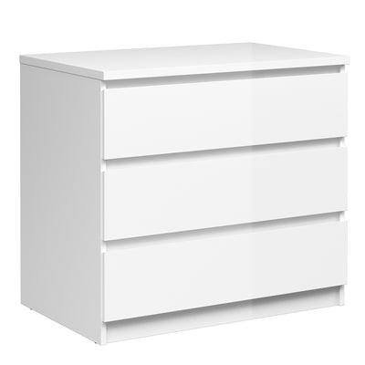 Naia Chest of 3 Drawers in White High Gloss