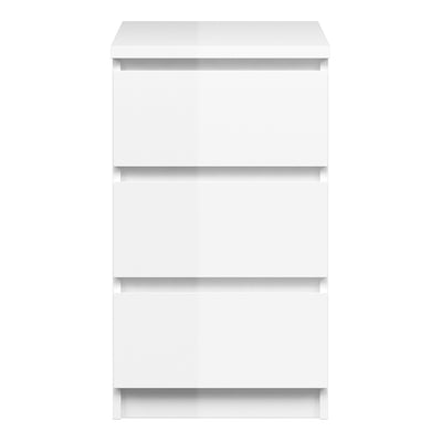 Naia Bedside - 3 Drawers in White High Gloss