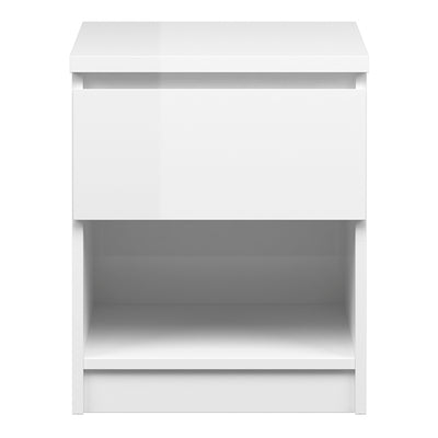 Naia Bedside - 1 Drawer 1 Shelf in White High Gloss