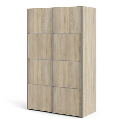 Verona Sliding Wardrobe 120cm in Oak with Oak Doors and 5 Shelves