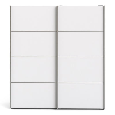 Verona Sliding Wardrobe 180cm in White with White Doors and 2 Shelves