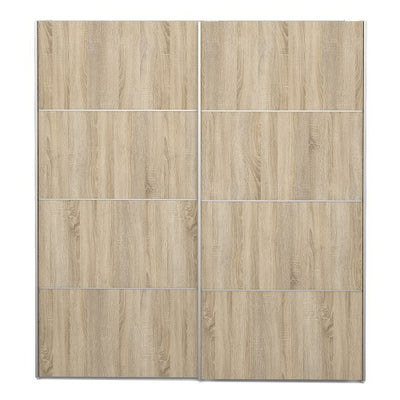 Verona Sliding Wardrobe 180cm in White with Oak Doors and 5 Shelves