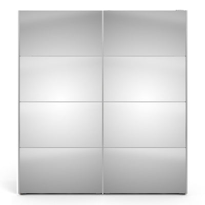 Verona Sliding Wardrobe 180cm in White with Mirror Doors and 5 Shelves