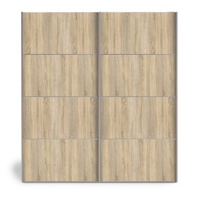 Verona Sliding Wardrobe 180cm in Oak with Oak Doors and 5 Shelves