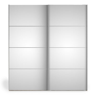Verona Sliding Wardrobe 180cm in Oak with Mirror Doors and 5 Shelves