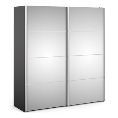 Verona Sliding Wardrobe 180cm in Black with Oak Doors with 2 Shelves
