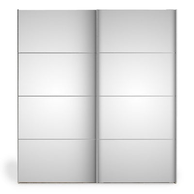 Verona Sliding Wardrobe 180cm in Black with Mirror Doors with 5 Shelves