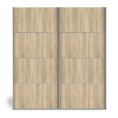 Verona Sliding Wardrobe 180cm in Black with Oakt Doors with 5 Shelves