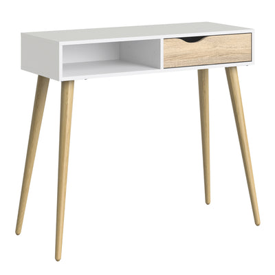 Oslo Console Table 1 Drawer 1 Shelf in White and Oak