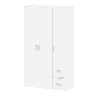 Space Wardrobe - 3 Doors 3 Drawers in White
