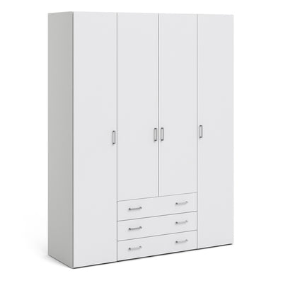 Space Wardrobe - 4 Doors 3 Drawers in White