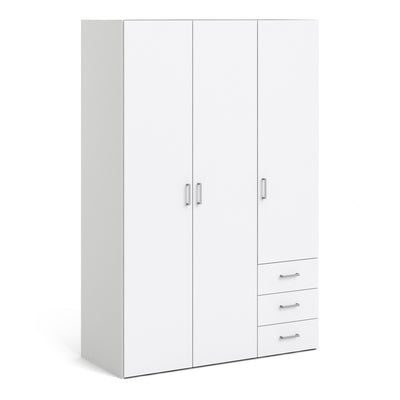 Space Wardrobe with 3 doors + 3 drawers (175)  White White