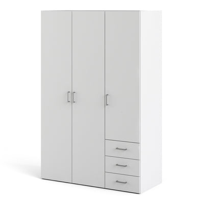 Space Wardrobe with 3 doors + 3 drawers (175)  White White