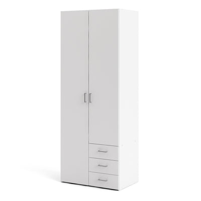Space Wardrobe - 2 Doors 3 Drawers in White