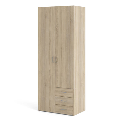 Space Wardrobe - 2 Doors 3 Drawers in Oak