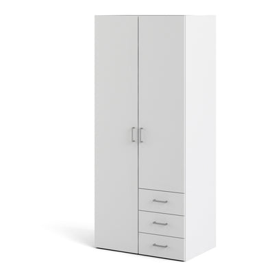 Space Wardrobe with 2 doors + 3 drawers (175)  White White