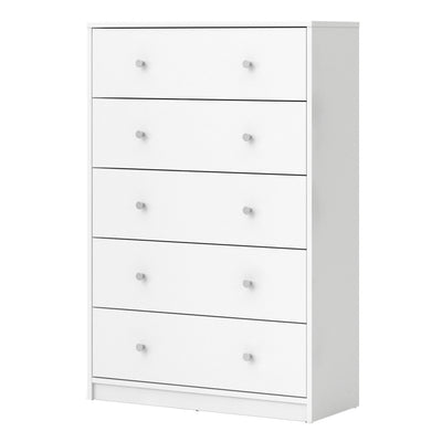 May Chest of 5 Drawers in White