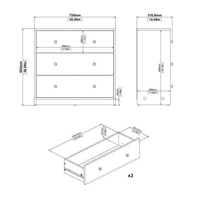 May Chest of 3 Drawers in Jackson Hickory