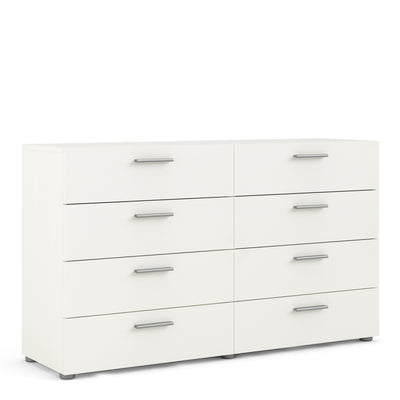 Pepe Wide Chest of 8 Drawers (4+4) in White woodgrain
