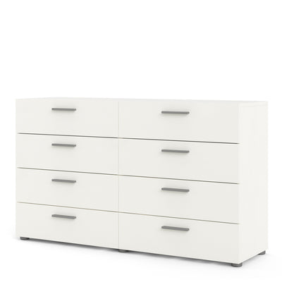 Pepe Wide Chest of 8 Drawers (4+4) in White woodgrain
