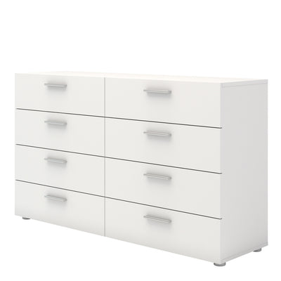 Pepe Wide Chest of 8 Drawers (4+4) in White