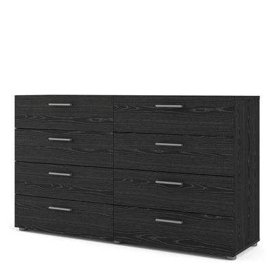 Pepe Wide Chest of 8 Drawers (4+4) in Black woodgrain