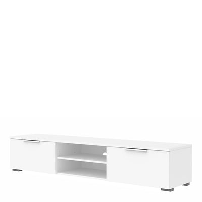 Match TV Unit 2 Drawers 2 Shelf in White High Gloss