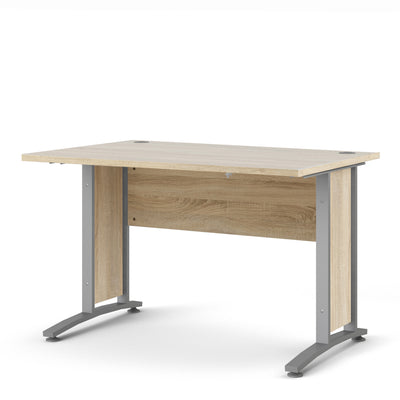 Prima Desk 120 cm in Oak with Silver grey steel legs