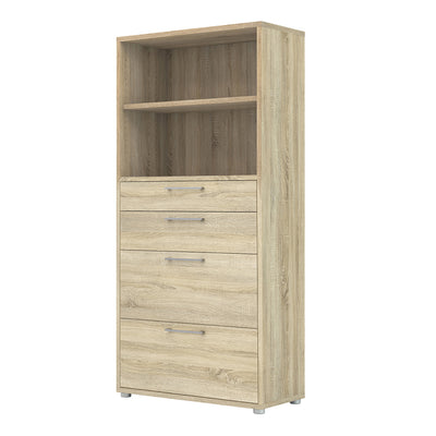 Prima Bookcase 4 Shelves with 2 Drawers and 2 Doors in Oak
