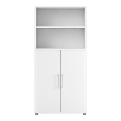 Prima Bookcase 4 Shelves with 2 Doors in White