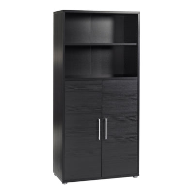 Prima Bookcase 4 Shelves with 2 Doors in Black woodgrain