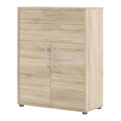 Prima Bookcase 2 Shelves with 2 Drawers and 2 Doors in Oak