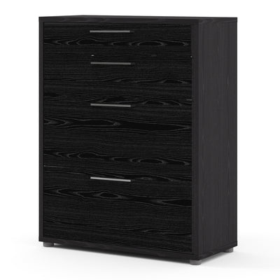 Prima Bookcase 2 Shelves with 2 Drawers + 2 File Drawers in Black woodgrain