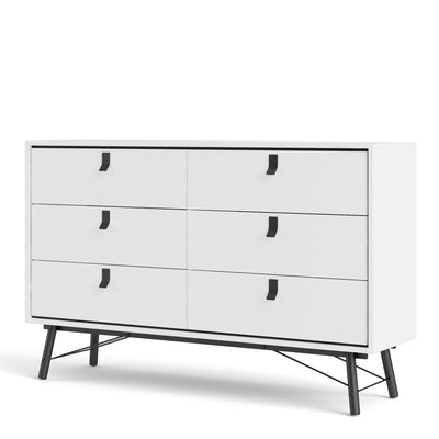 Ry Wide double chest of drawers 6 drawers Matt White