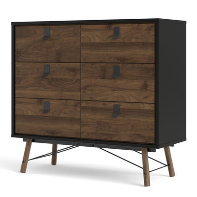 Ry Double chest of drawers 6 drawers Matt Black Walnut