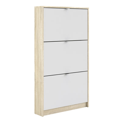 Shoe cabinet w. 3 tilting doors and 1 layer