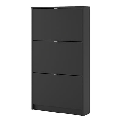 Shoe cabinet w. 3 tilting doors and 1 layer
