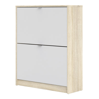 Shoe cabinet w. 2 tilting doors and 2 layers
