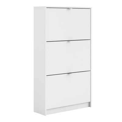 Shoe cabinet w. 3 tilting doors and 2 layers